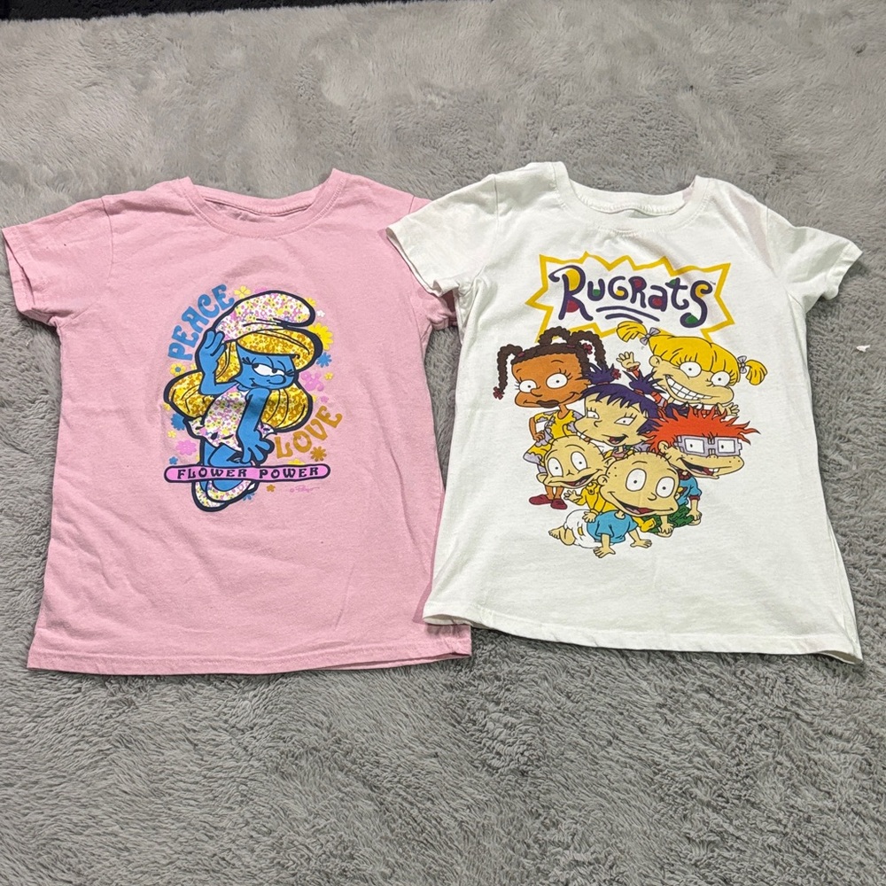 Rugrats Kids Short Sleeve Tees - Pink and White